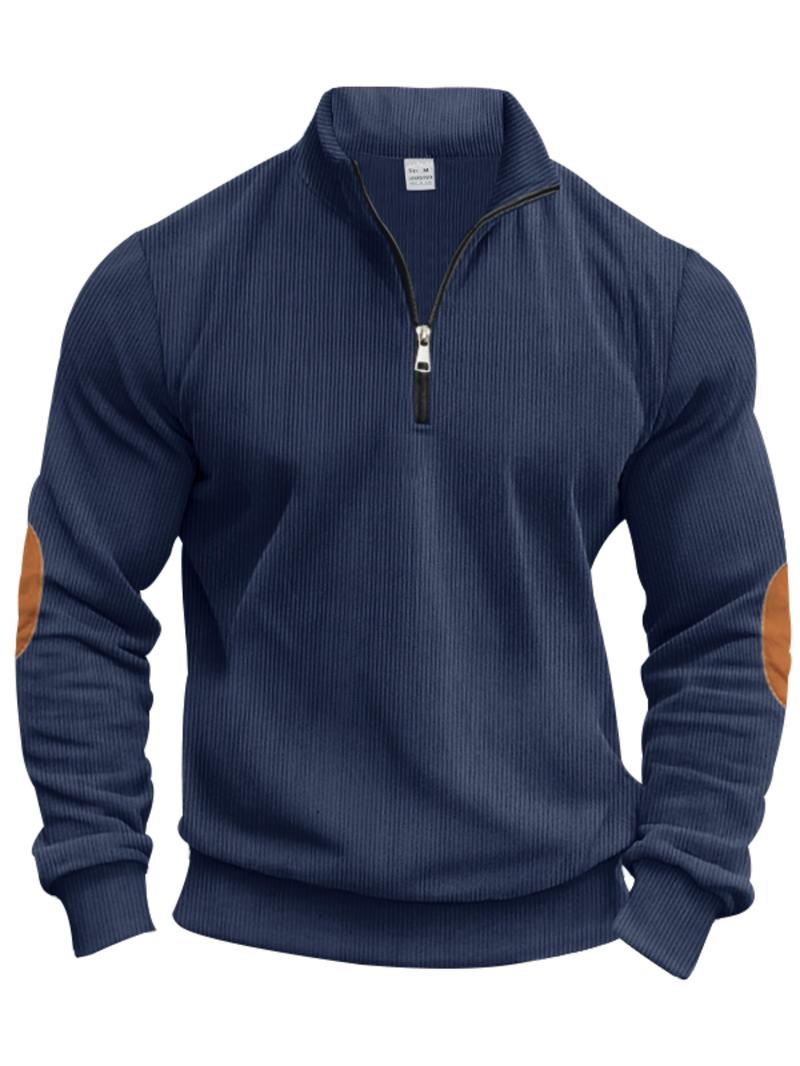 Men's Colorblock Patchwork Half Zip Sweatshirt, Regular Fit Casual Retro Long Sleeve Collared Pullover for Spring & Fall, Fashion Men's Top for Daily Wear, Hoodie