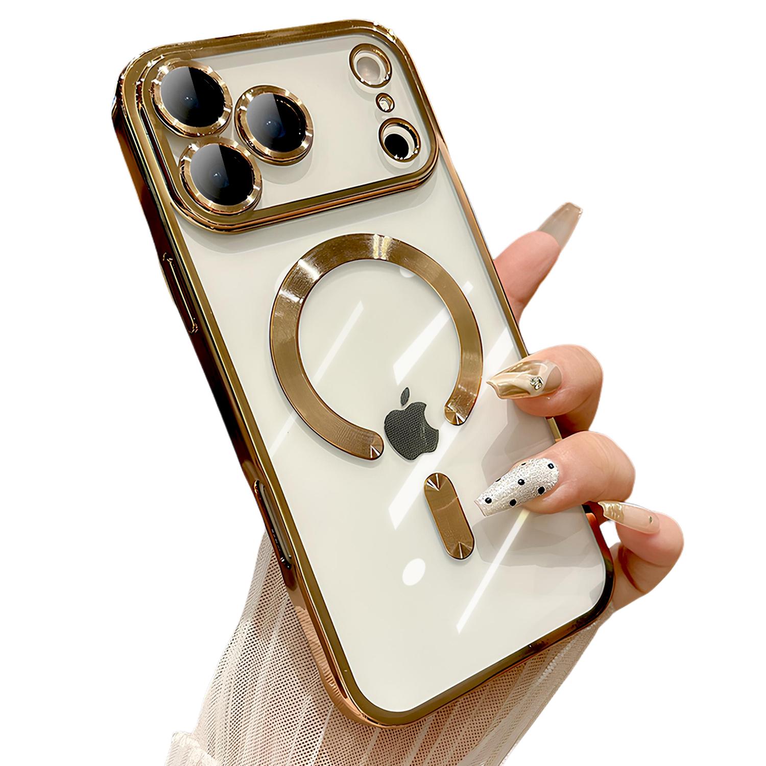 Magnetic for iPhone 17 Pro Max 16 15 14 13 Case Compatible with MagSafe Military Grade Drop Protection Full Camera Lens Protector Plating Soft Clear Phone Case for Women Men