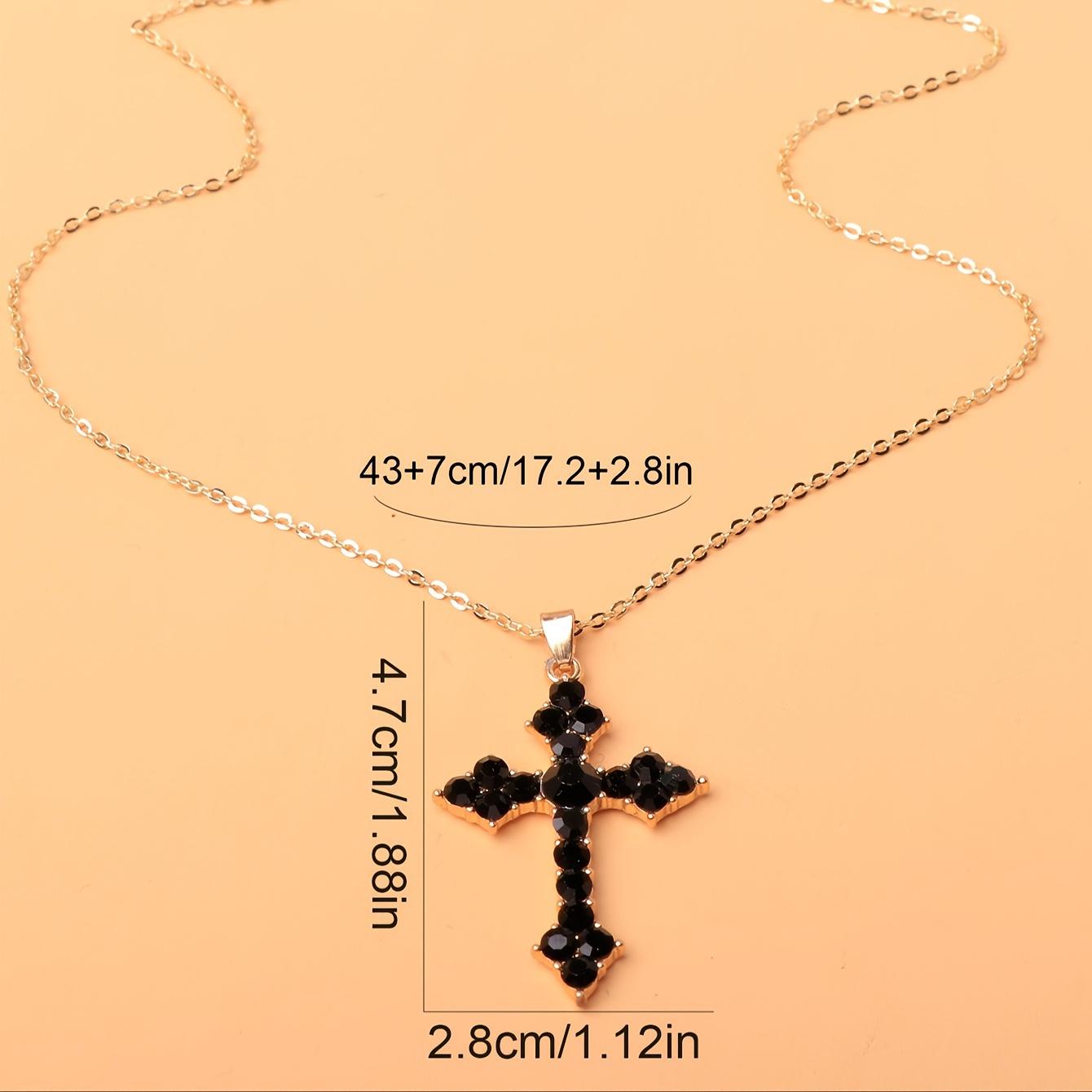 Women's Fashionable Green Cross Pendant Necklace, available in four colors to choose from