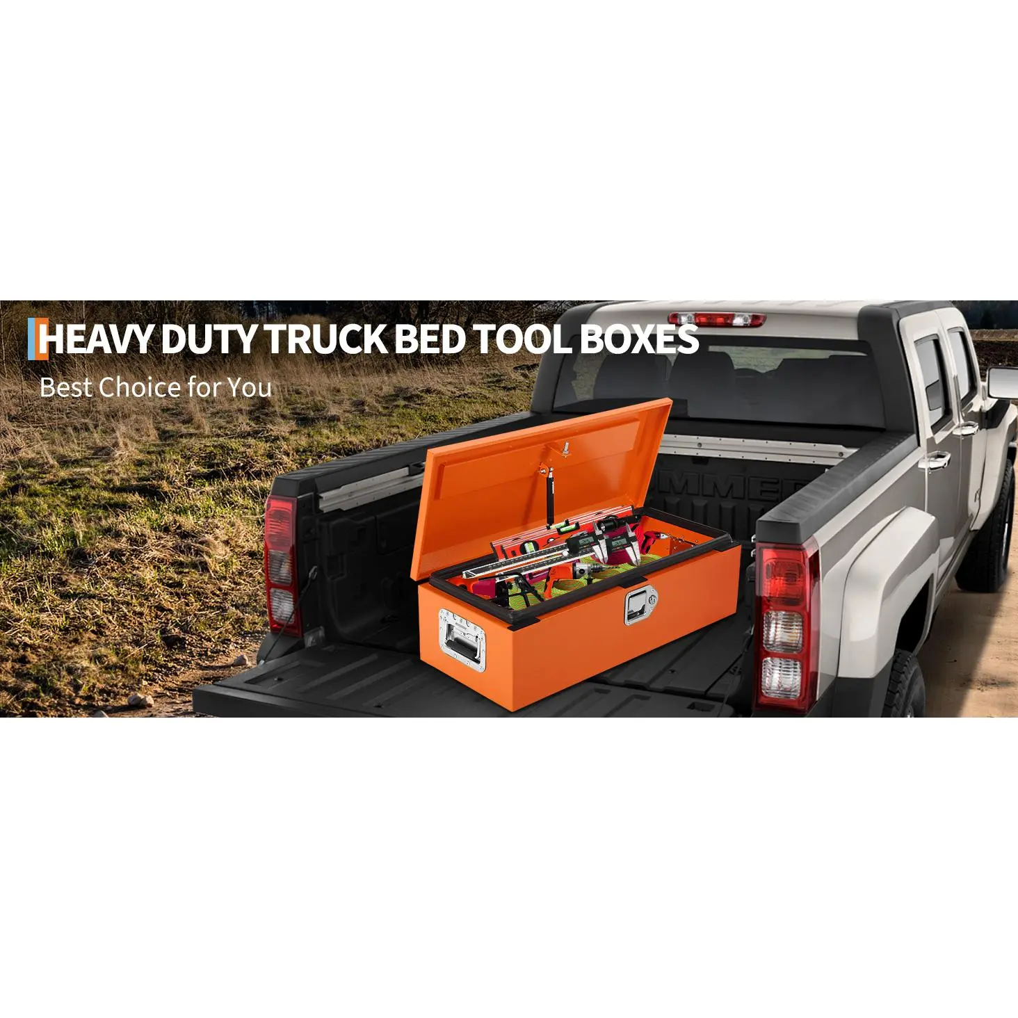 【Garvee】 Steel Body Coffin-Style Tool Box, 30x13x9.6" Red Powder Coated Lockable Chest, Vehicle Storage for Truck Owners, Garage Workshop, Hardware Tools & Recovery Gear
