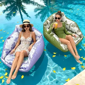 [Inflatable Seat Lounger] Square Inflatable Seat Lounger for Summer Pool Water Play, Thickened PVC Mesh Water Sofa