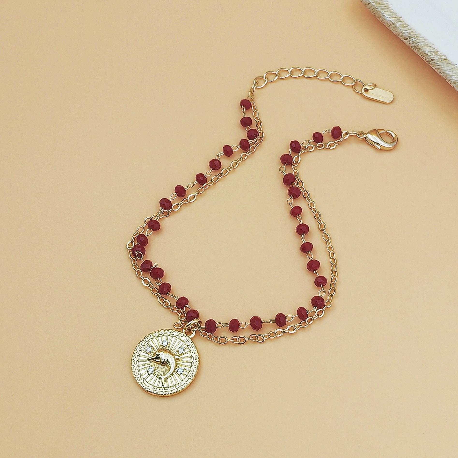 Handmade Beaded Multi Layer Bracelet for Women Whale & Round Disc Pendant Boho Trendy Jewelry Minimalist Luxury Stackable Accessory Elegant for Daily Wear Parties & Gifts