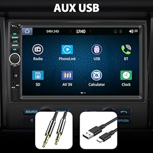 7 Inch Apple Carplay 2 Din Car Radio with Android Auto Bluetooth Handsfree Touchscreen Car Radio with Mirror Link FM/AUX/EQ/TF/AUX/SWC + Rear Camera+Microphone