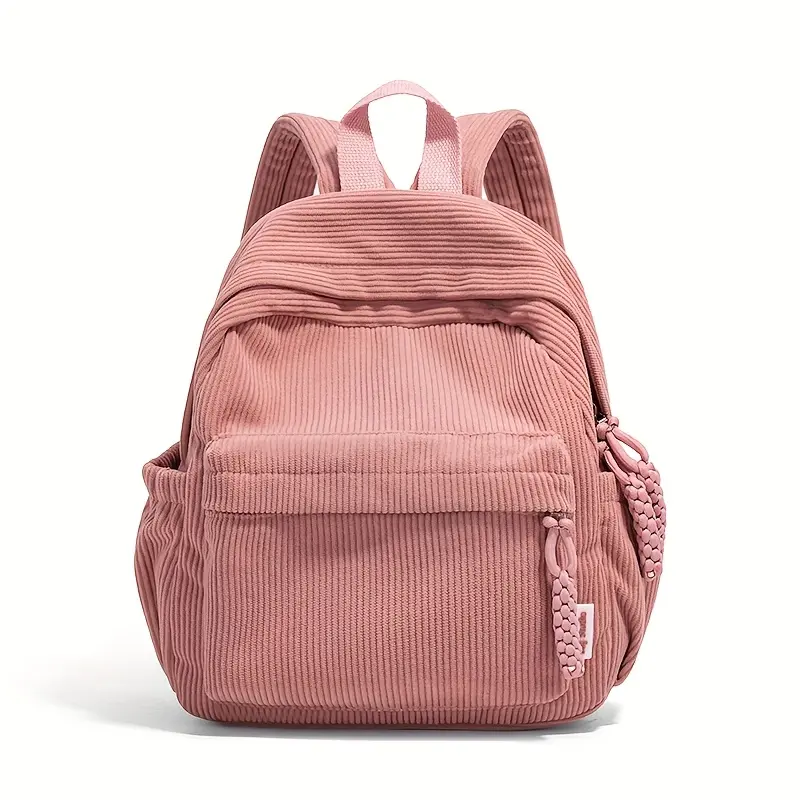 Women's Corduroy Backpack - Small Daypack with Adjustable Straps & Zipper Closure, Corduroy & Handbag for, Travel, Commuting - Casual Handwashable