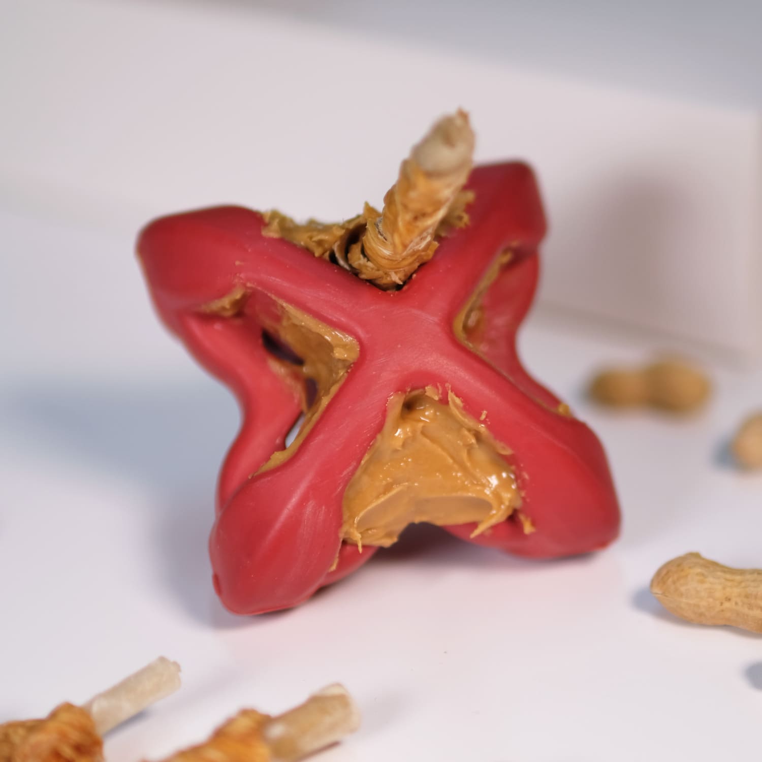 PetDreamHouse Chewtastic Geometrics GEO-ASTROROLLY Red Natural Rubber Dog Toy - Moderate Toughness Interactive Lick, Chew & Play Toy for Small & Medium Dogs