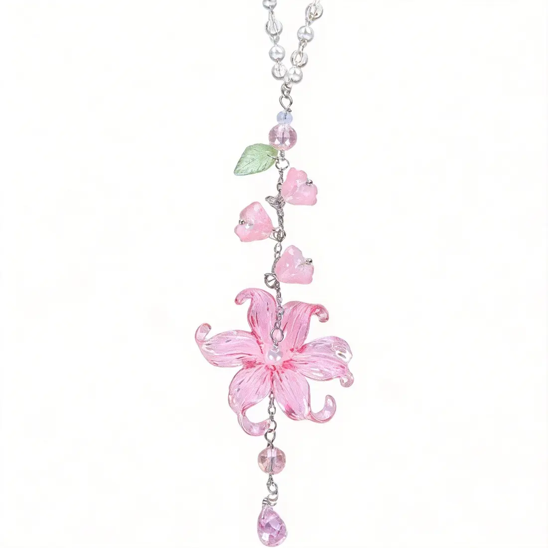 Aesthetic Handmade Resin Lily of the Valley Car Charm Crystal Suncatcher, Boho Cute Auto-Car Interior Accessory, Lucky Travel Rearview Mirror Hanging Ornament, Girl Fashion Accessory Gift, Cars, Auto Accessories