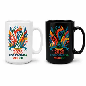 Classic USA-Canada-Mexico 2026 Printed Ceramic Mug - 11oz/15oz Soccer Fan Drinkware, Ideal Gift for Men (Dad Included)