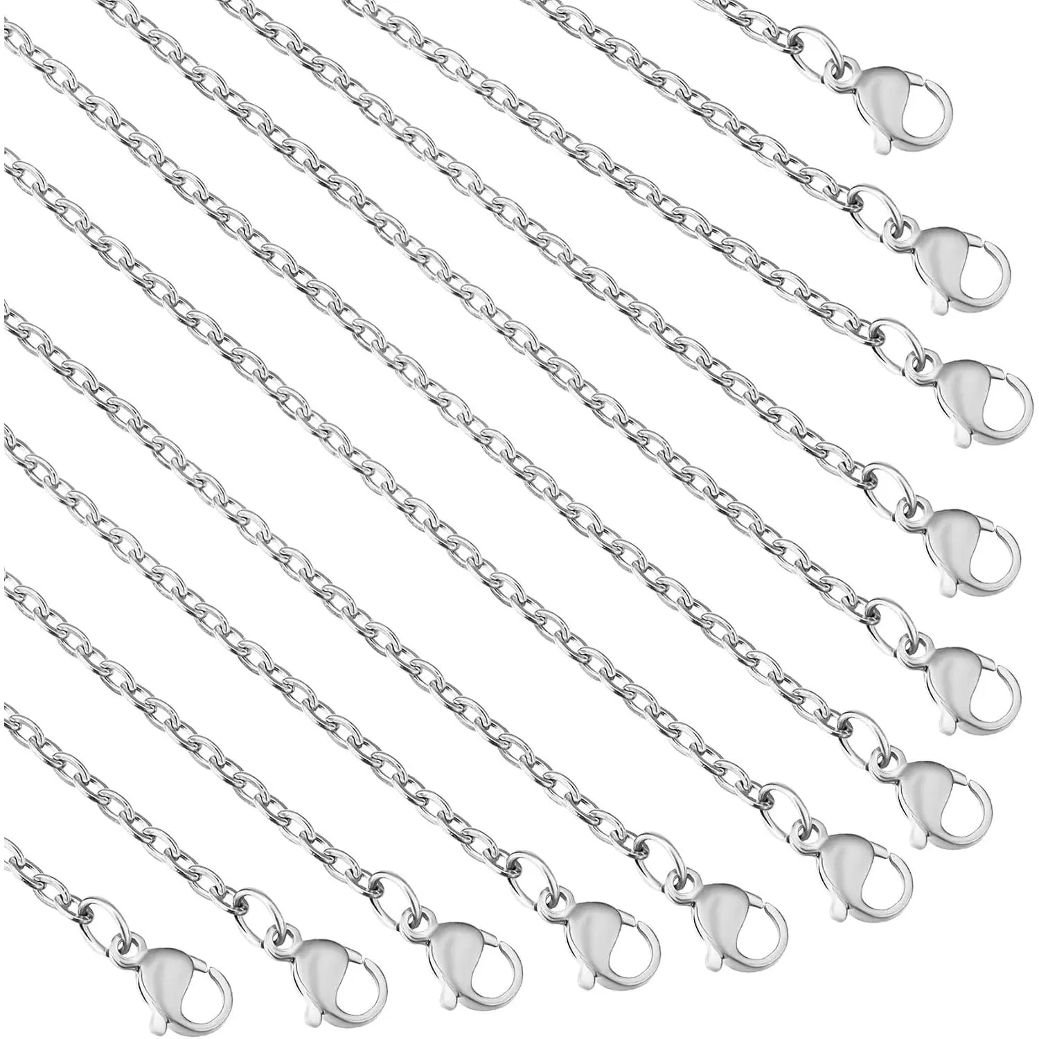 24 Pack Necklace Chains Bulk,Stainless Steel DIY  Link Chains for  Making 16 Inches