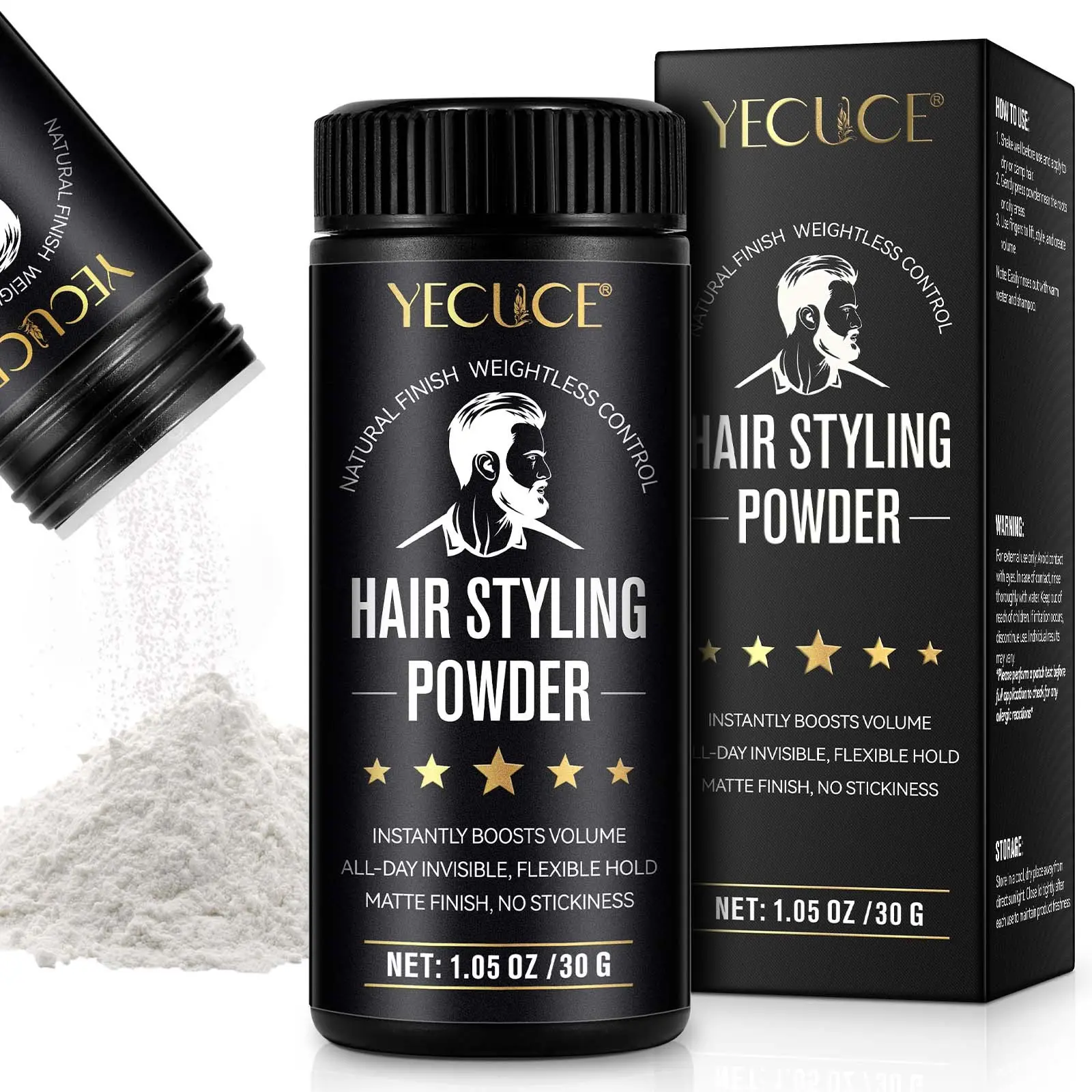 Yecuce Hair Styling Powder 30g, Hair Texturizing Powder, Lightweight Hair Powder, Long-Lasting Hold, Natural Matte Finish, Portable Design, Easy to Use, Perfect for All Hairstyles