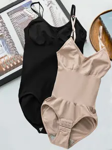 1/2/3pcs Women's Seamless Jumpsuit Set, Comfortable High Elastic Waist Cincher, Halter Backless Top with Snap Closure, Elegant All-Season Wear