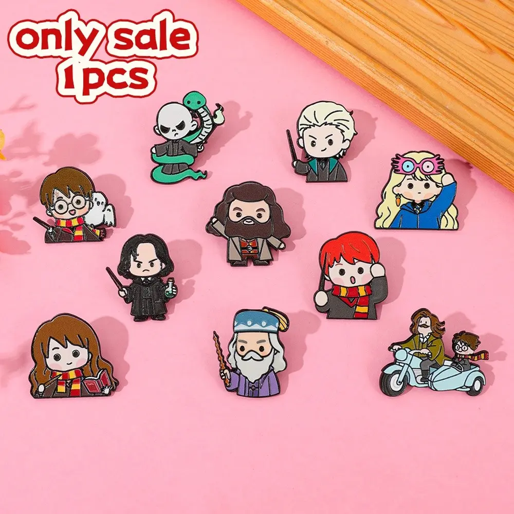 Creative Fun Cute Metal Badges of Novel Cartoon Characters, Alloy Brooches and Pins for Backpack Accessories Inspired by Magic Academy