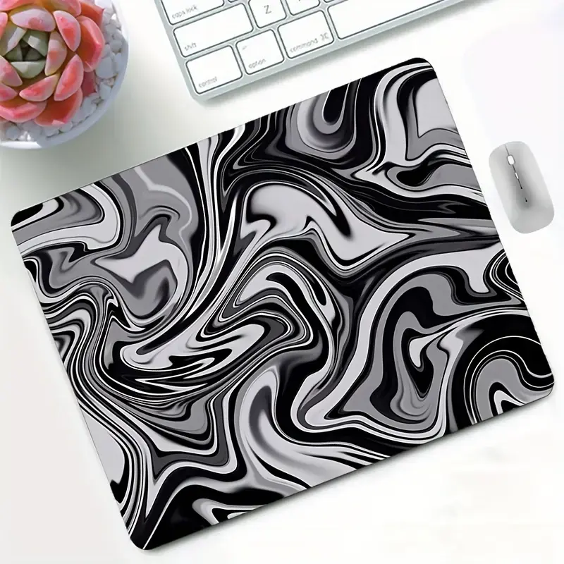 1pc Anime Rectangular Black & White Seamless Mini Rubber Mousepad - Environmentally Friendly, Waterproof, Washable, Strong Adhesion, Sturdy, Durable Office Accessories for Gaming, Office Use, Desk Accessories Decor (Ideal for Graphic Designers)