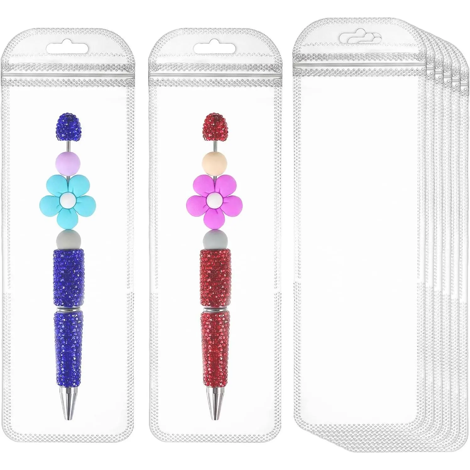 100 count Pen Packaging Bags for Beadable Pen, Beadable Pens Packaging Bags for Small Business Resealable Zipper Pouch for Packaging Lipgloss, , ,Candy