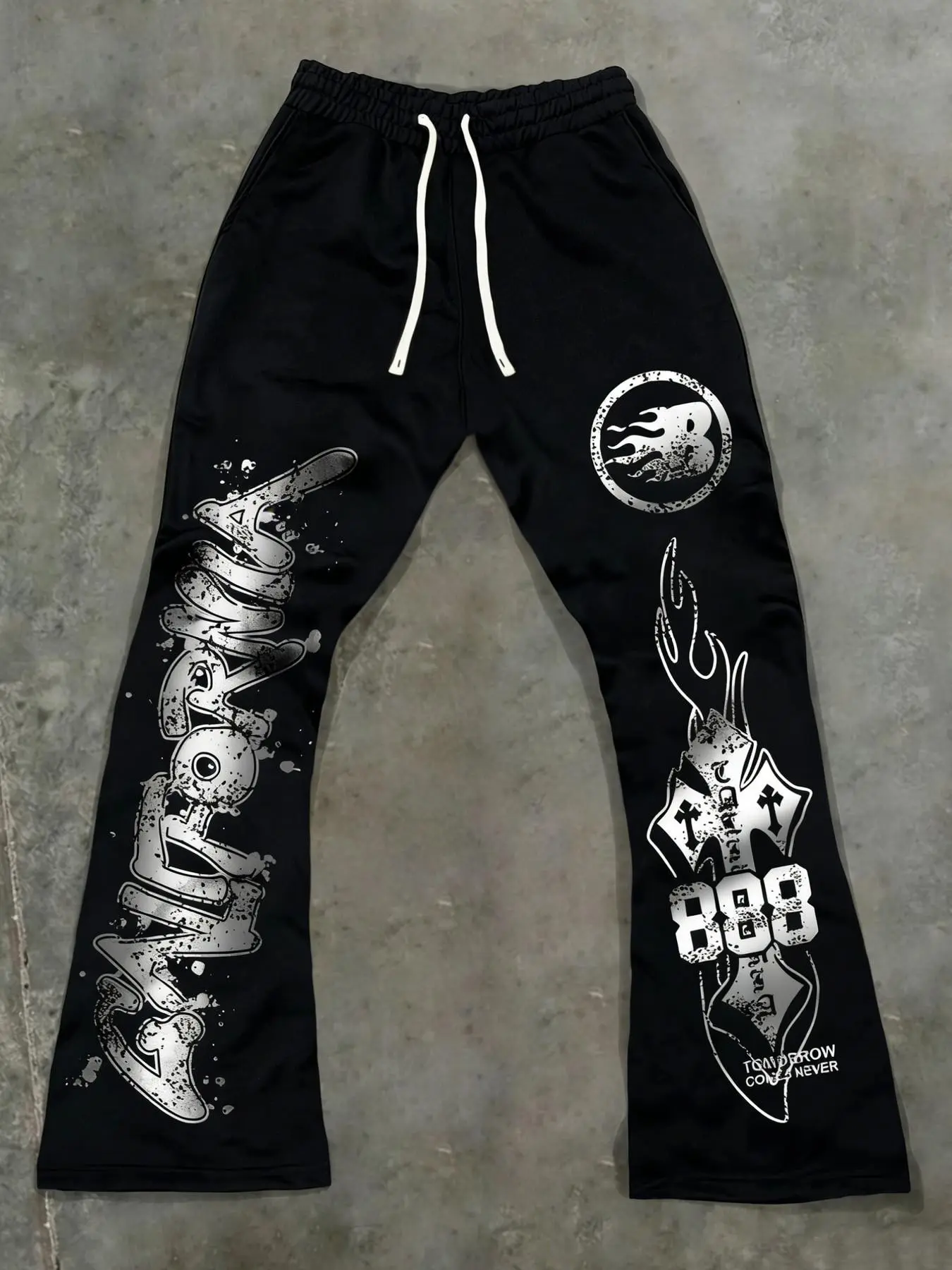 Y2K style cross flared pants men's, spring and autumn Gothic pants cross print unisex sports pants 2026 new year casual pants street fashion brand aesthetic geometric pants American style