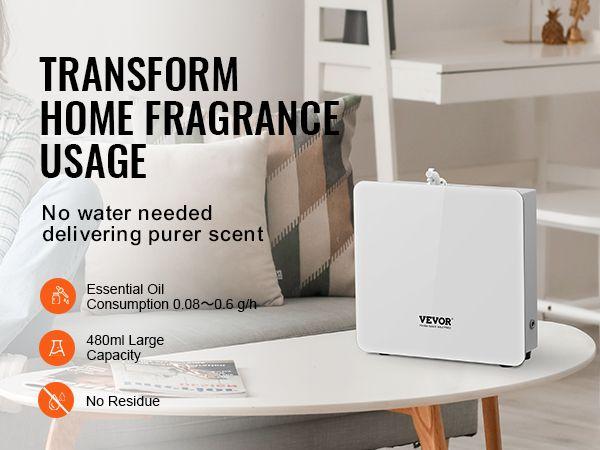 VEVOR Scent Air Machine for Home, 480ML with Cold Air Technology, Waterless Smart Essential Oil Diffuser, Cover Up to 2500 Sq.Ft for Large Room, Hotel, Spa, Business Office