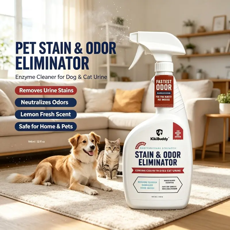 Professional Enzyme Pet Urine Odor Eliminator Spray, Decomposes Cat & Dog Urine Smell, Removes Tough Stains, Pet Safe Deodorizer Cleaner, 946ml