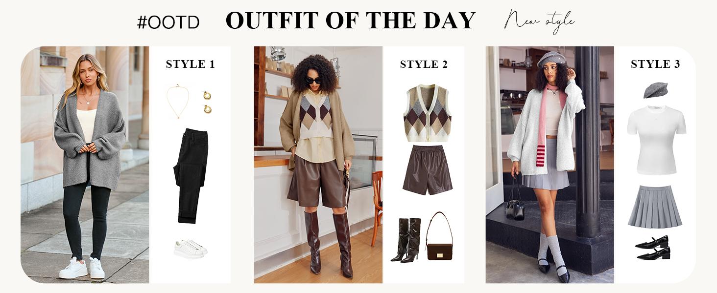 Saodimallsu Womens Oversized Cardigan Sweaters Open Front Chunky Knit Casual Long Lantern Sleeve Fall Sweater Coats chunky  cardigans  for  women SpringStatements