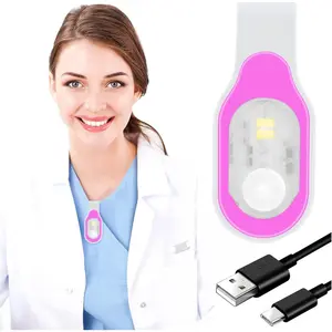 Clip On Rechargeable Hands Free LED Nursing Night Light Flashlight for Walking Running Pet Care Outdoor Emergency Pink