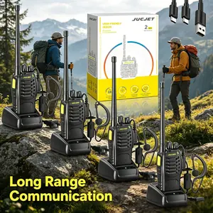 JUCJET 4 Pack Rechargeable Walkie Talkies with Headsets, One-Click Pair Two-Way Radios with Type-C Charging Dock, Portable Outdoor Gear for Family Road Trip