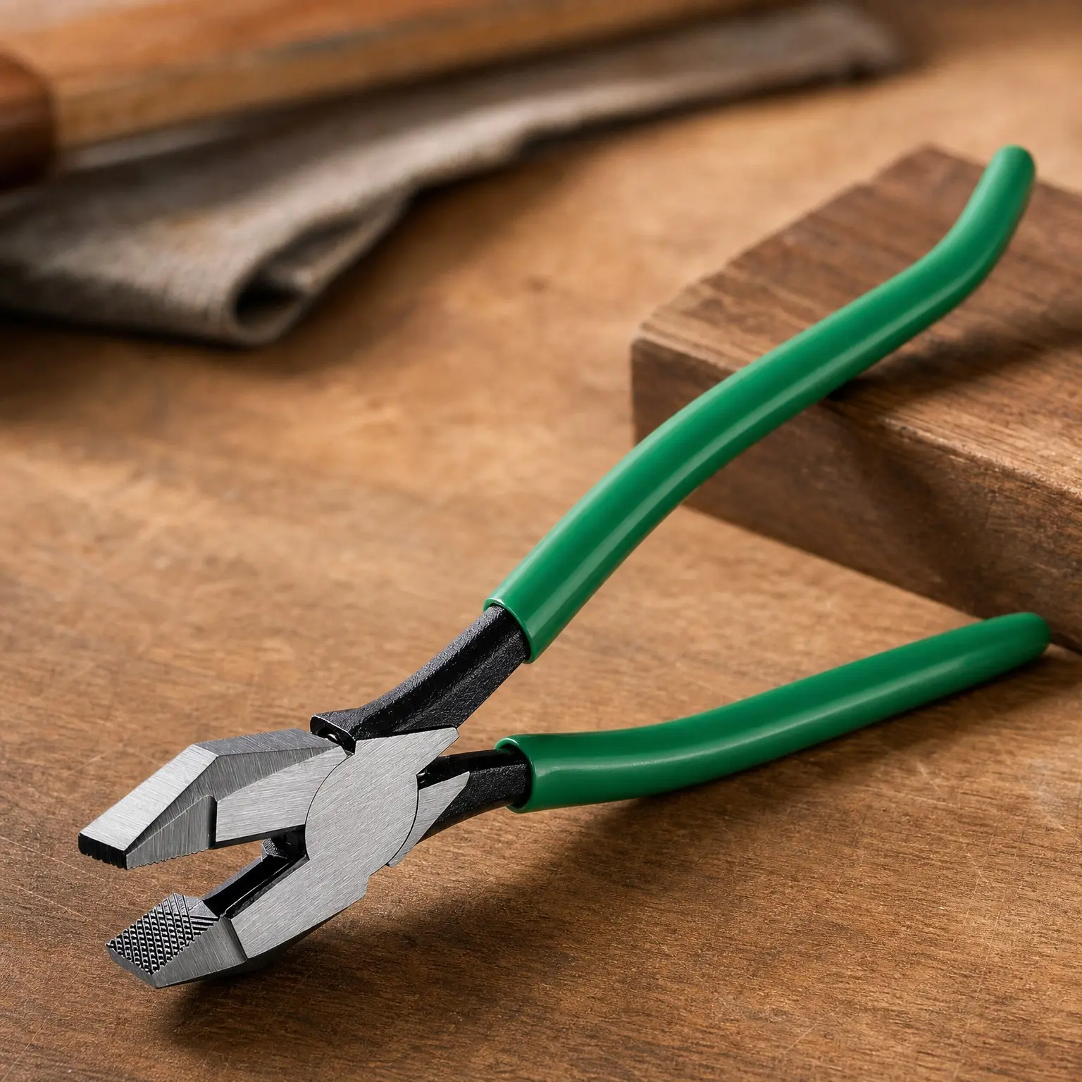 9-Inch Ironworker's Pliers, Linesman Pliers with Heavy Duty Knurled Jaws, Spring Loaded Side Cutters, Wire Cutters with Hook Bend Handle, Premium CR-V Steel, Laser-Hardened Cut Edges