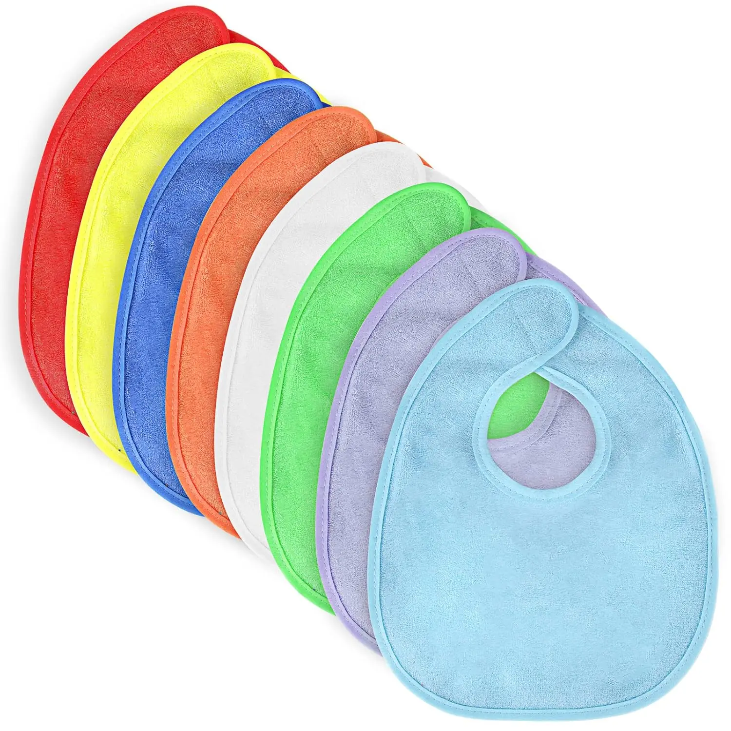 Baby Bibs, 8Pcs Terry Bib Set, Baby Bibs  Girls & Boys, Cotton Bibs Waterproof Protection, Soft Absorbent Set  Teething and Drooling, Adjustable Hook-&-Loop Closure(color) New model muslin