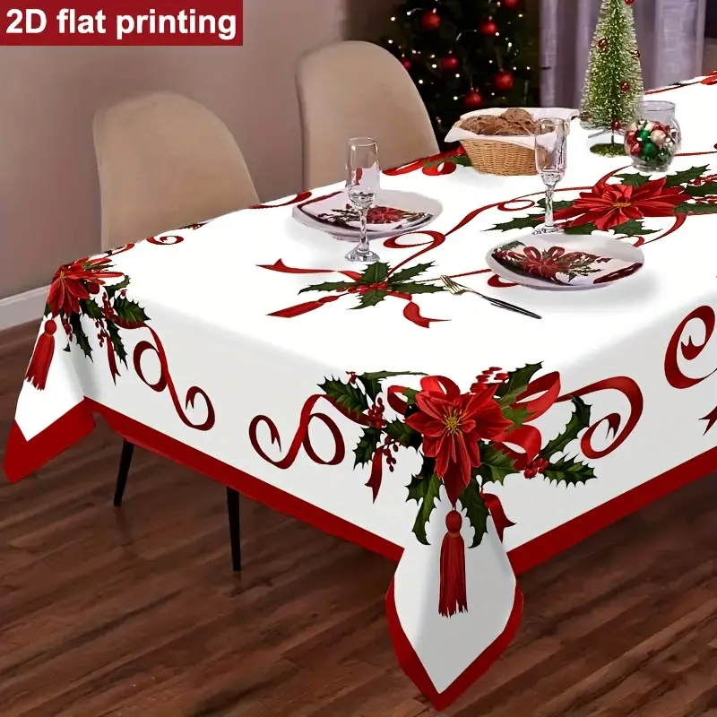1pc Spring and Summer Tablecloth, Round/Rectangular Tablecloth, Suitable for Christmas and New Year Decoration, Retro Flower Pattern Tablecloth, Suitable for Picnic Dinner Desktop Kitchen Restaurant Desktop Decoration - tc