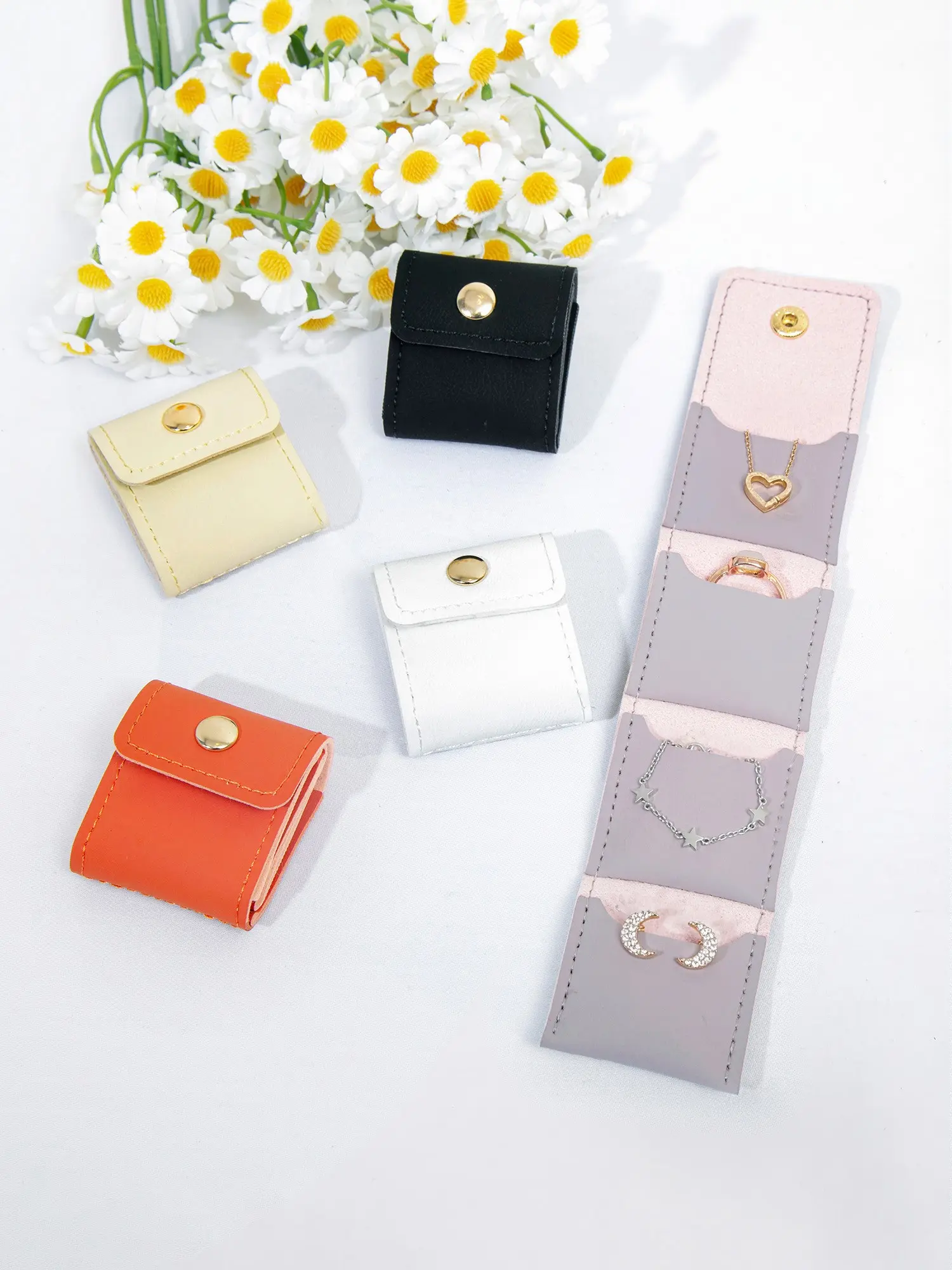 Mini Travel Jewelry Bag, Organiser, Multi Pocket Design, Compact And Portable Scratch Resistant Jewelry Storage Bag, Can Hold Rings, Earrings, Bracelets, Necklaces, Small Accessories, Snap Closure, Essential For Travel