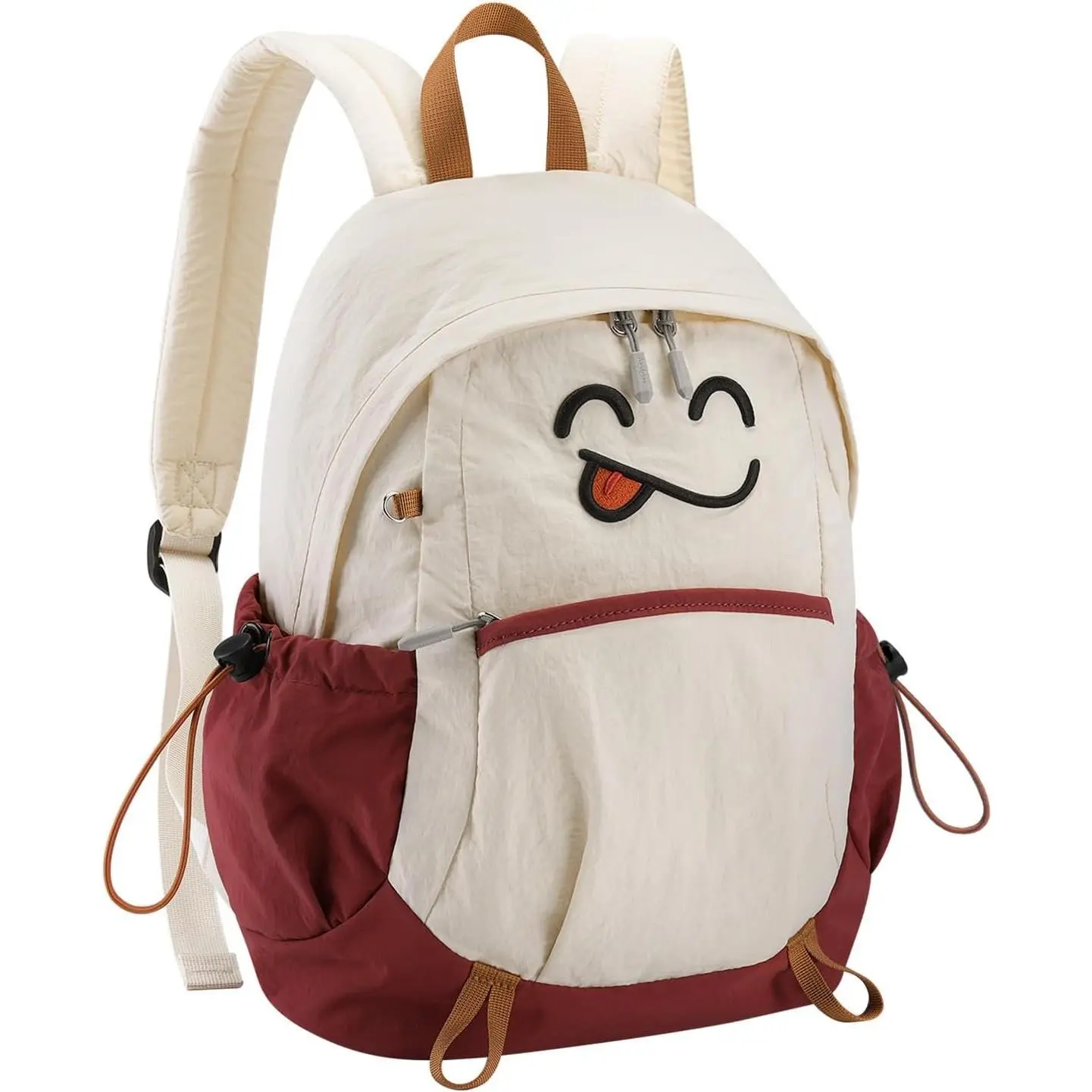 Cute Backpacks for Girls Boys Teen  Women, Lightweight Small Bookbag with 13.3" Laptop Sleeve, Water-Resistant Casual Daypack for Travel School Backpack Them Park Commute, White-Red