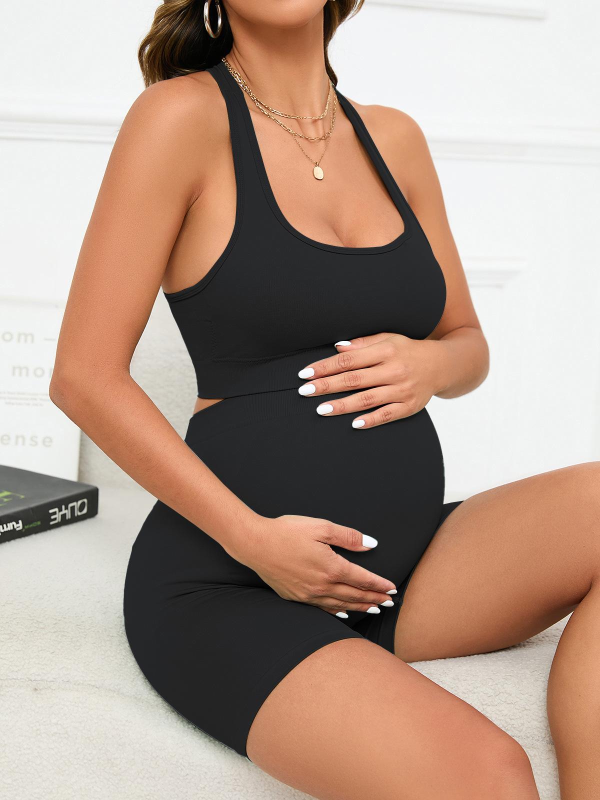 New Moisture-Wicking Quick-Dry Sports Fitness Yoga Pilates Bra and Shorts Set for Pregnant Women