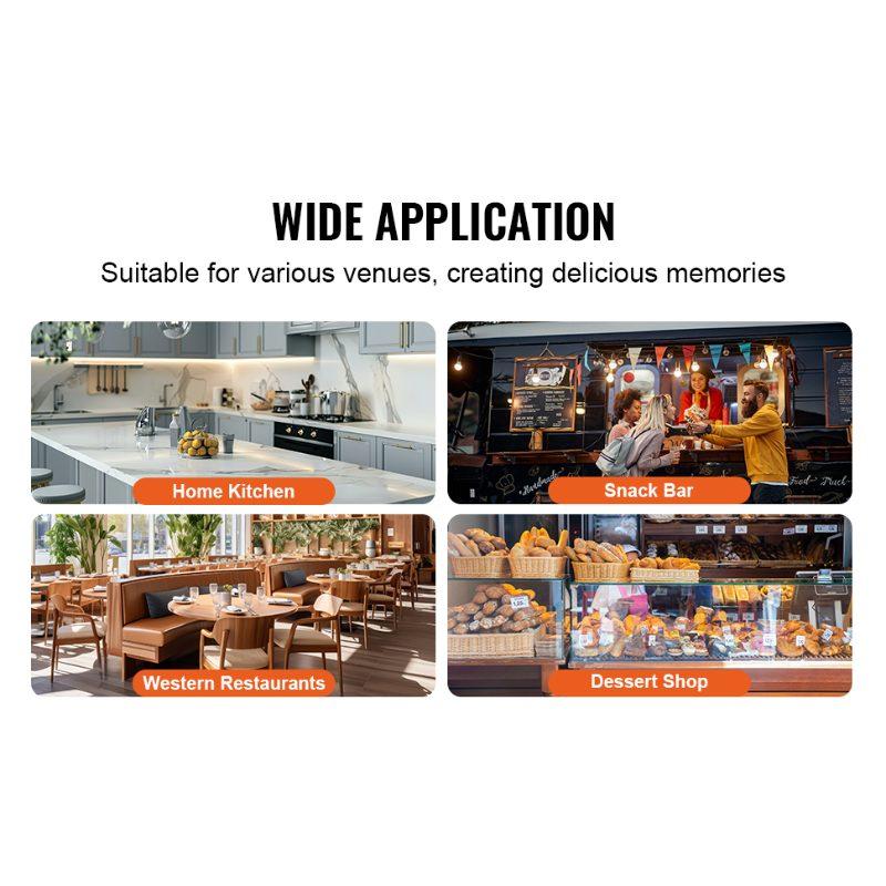 VEVOR Commercial Waffle Stick Maker, 6PCS 1500W Waffle Baker Machine, Non-Stick Stainless Steel Corn Hot Dog Waffle Iron with Temp and Time Control, Handle, for Restaurant Bakery Snack Bar Family