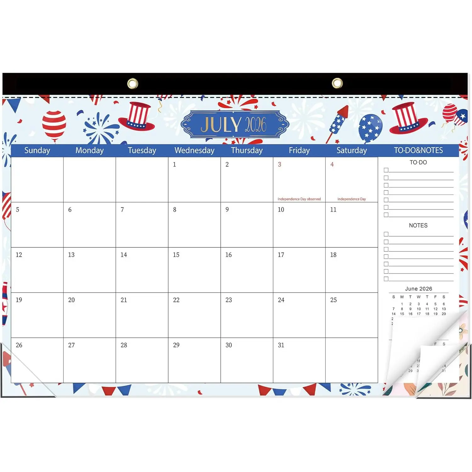 Desk Calendar 2026-2027, Jun 2026-Dec 2027, 17"x11.5" | 19 Monthly Desktop Calendar with To-Do List and Notes Section for Students Family Office Easy Planning