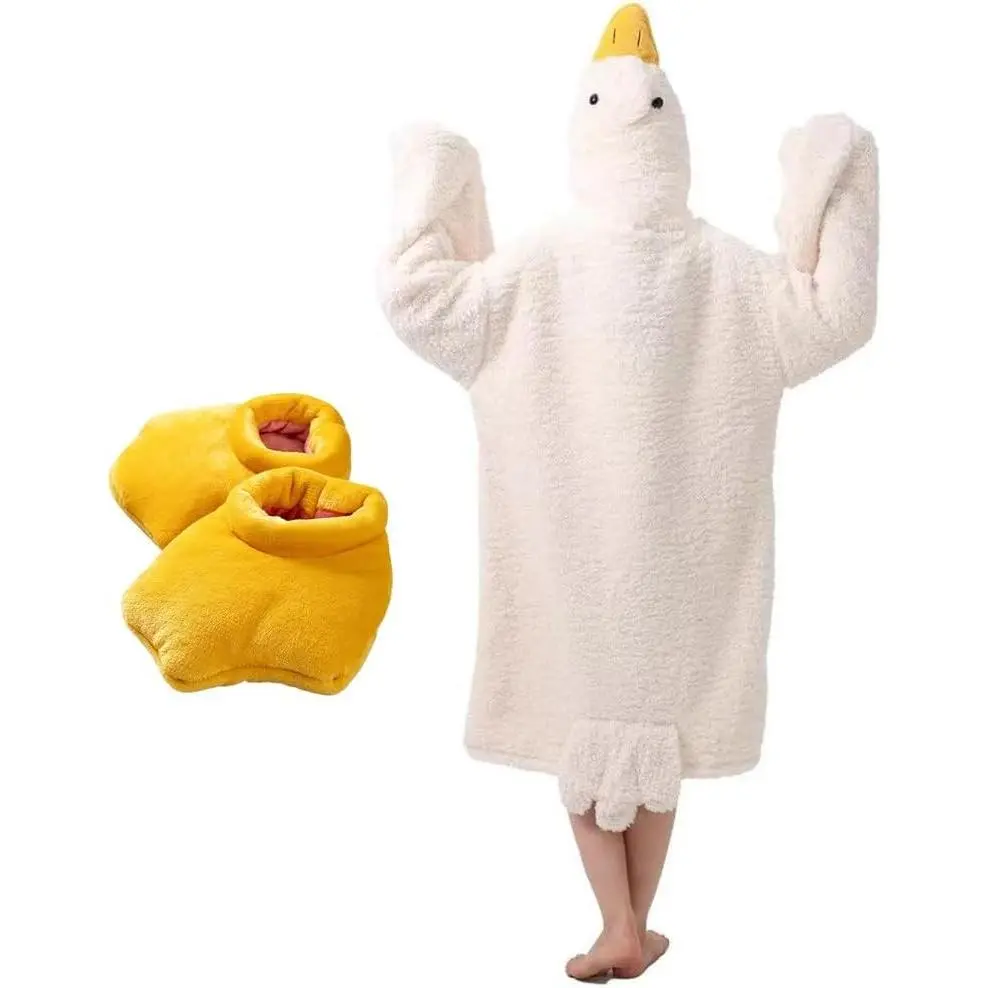 Goose Blanket Hoodie Onesie Adult & Kid | Oversized Warm Duck Wearable Hoodie Blanket with Sleeves,Cozy Sleeping Bag