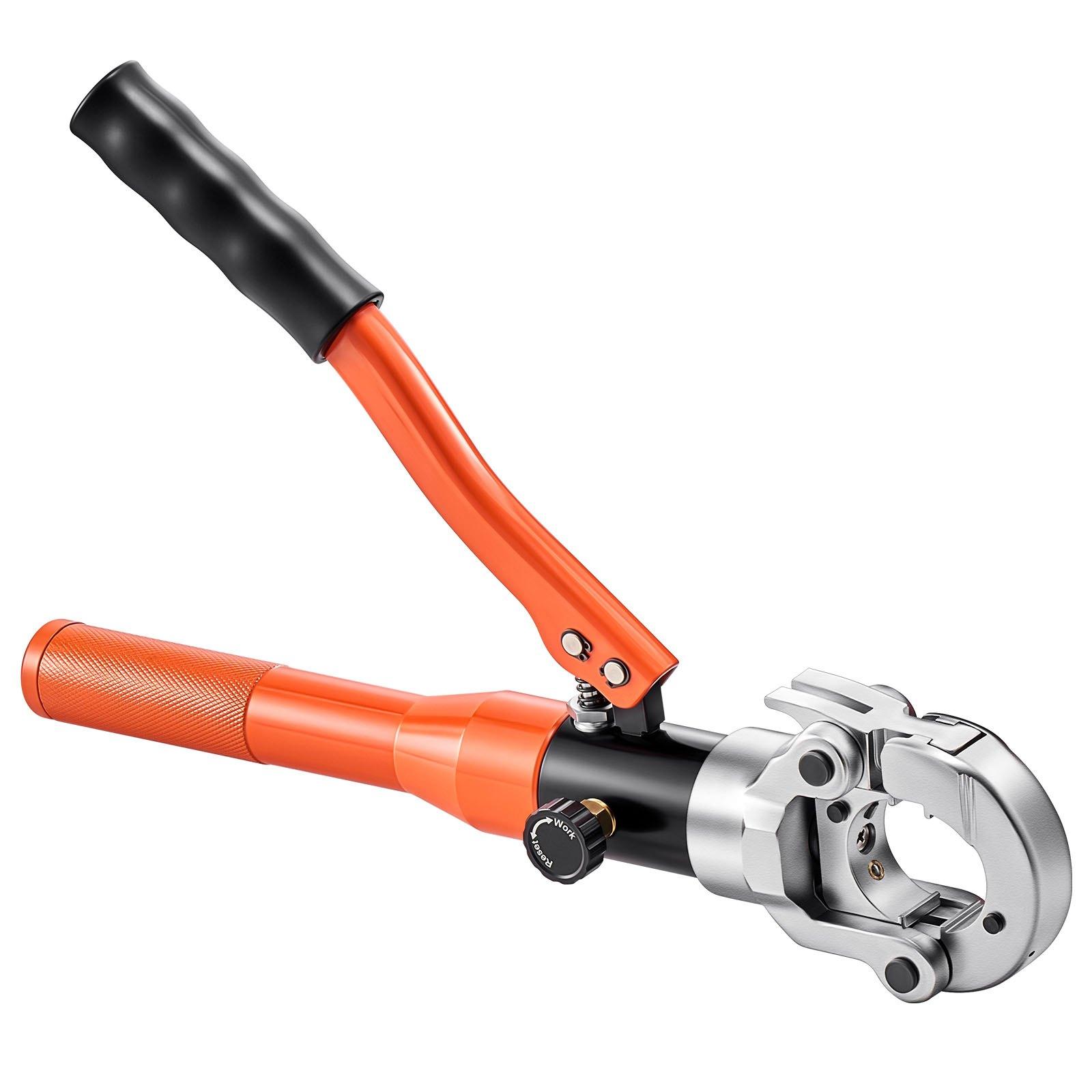 VEVOR Copper Pipe Crimping Tool, Hydraulic Driven Pro Press Tool with 1/2", 3/4", 1" Jaws for Copper Tube & 3/8", 1/2", 5/8", 3/4", 1" Jaws for ASTM F1807 PEX Pipe Copper Ring - with Carrying Case VEVOR Copper Pipe Crimping Tool, Hydraulic Driven Pro Press Tool with 1/2", 3/4", 1" Jaws for Copper Tube & 3/8", 1/2", 5/8", 3/4", 1" Jaws for ASTM F1807 PEX Pipe Copper Ring - with Carrying Case