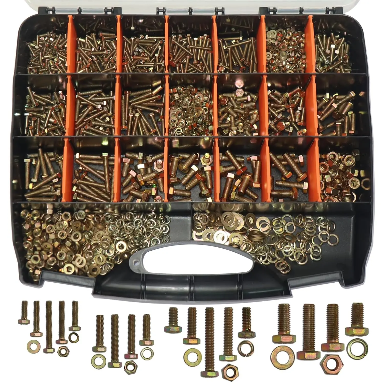 1008PCS Heavy Duty Grade 8.8 Metric Bolt and Nut Assortment Kit - M4 M5 M6 M8 12-40mm Yellow Zinc Plated Corrosion Resistant Fastener Set