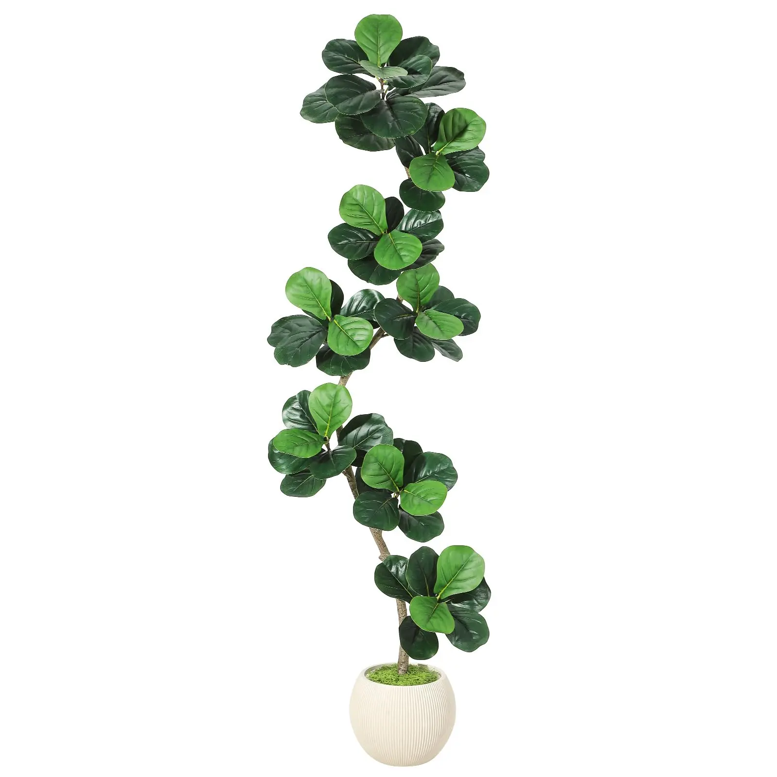 Garvee 7ft Artificial Fiddle Leaf Fig Tree with White Planters, Realistic Moss, Tall Indoor Decorative Plant for Home, Office, and Living Room