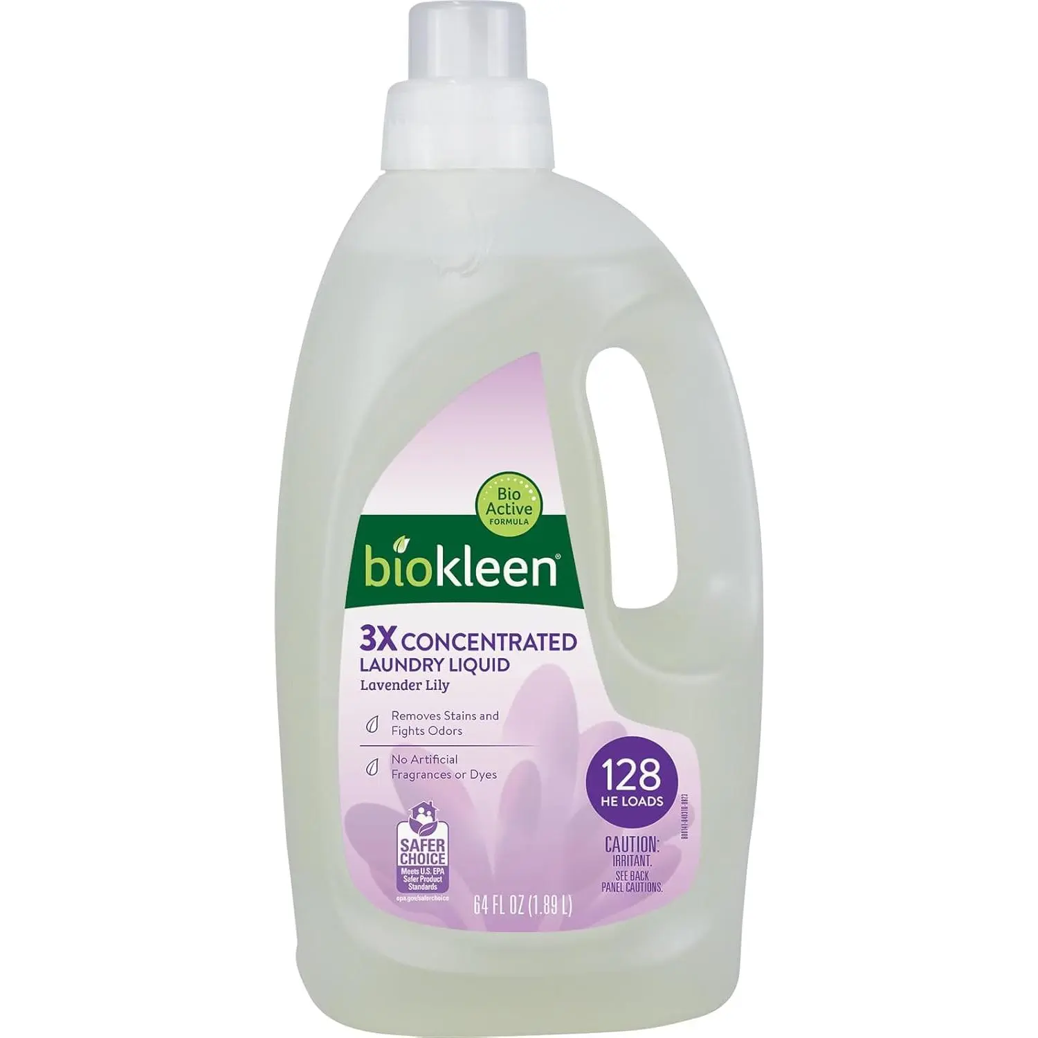 Natural concentrated liquid laundry detergent, 64 fl oz, 128 HE loads, plant-based, non-toxic, no artificial fragrances or preservatives, eco-friendly