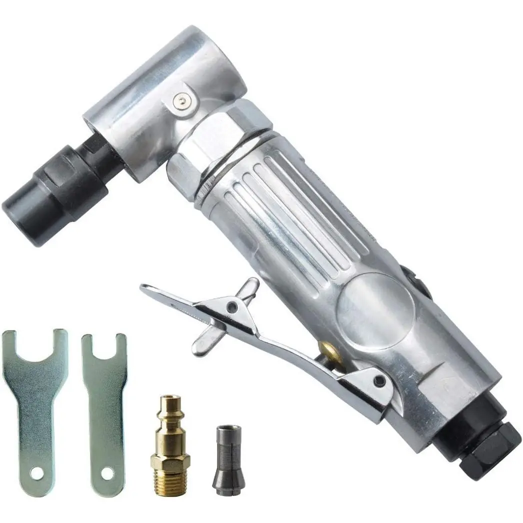 1/4-Inch 90° Angle Air  , Mini Pneumatic Angle  , Compact Air-  for Grinding, Polishing, Porting, and Deburring - Polished Finish