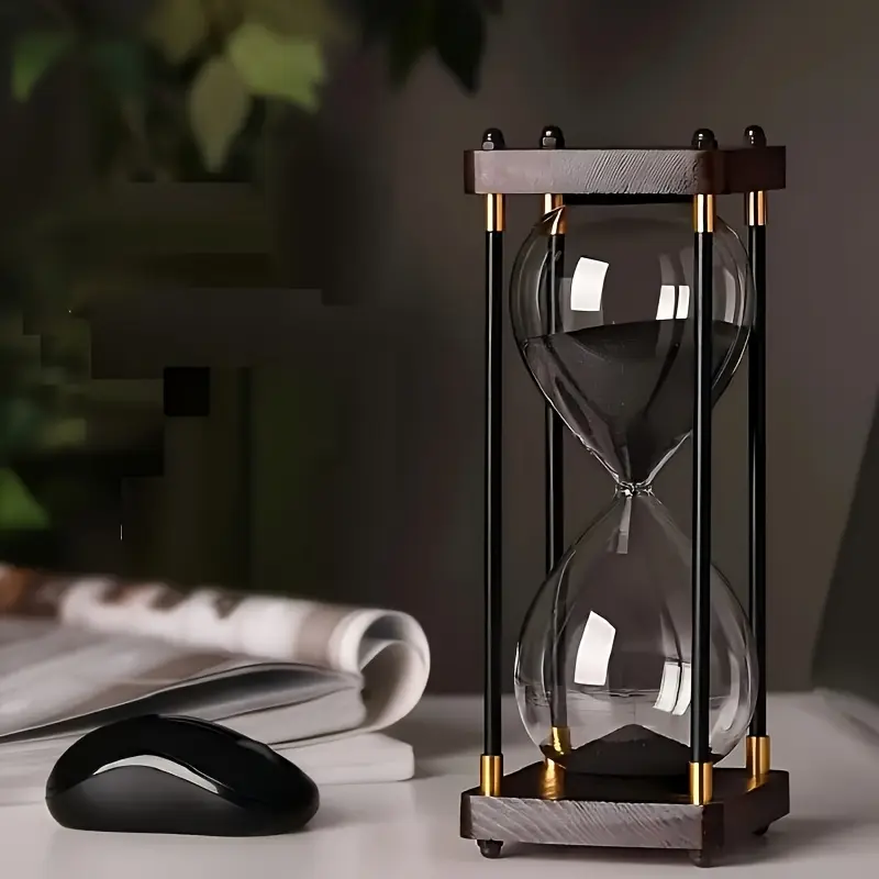 Vintage 60-Minute Hourglass Timer, Wooden Kitchen Timer, Decorative Glass Hourglass—Perfect for Learning to Cook—Home Decor, Office Decor, Bedroom Decor—Birthday, Valentine’s Day, Christmas, Thanksgiving, and Halloween Gifts (11.81 x 3.74 inches)