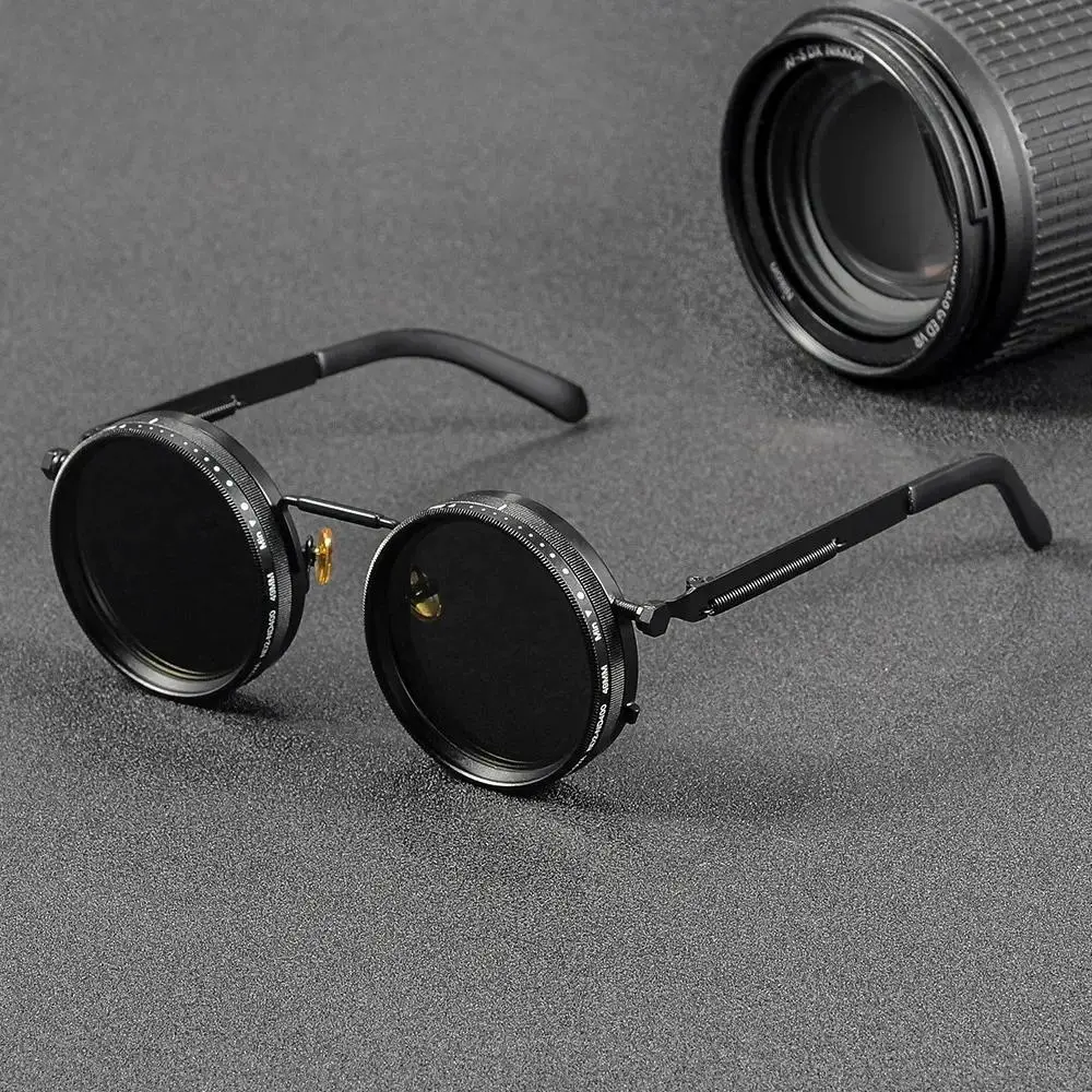Polarized Round Sunglasses Adjustable Dimming Men Women Retro Punk Men's Fishing Eyeglasses Outdoor Shades UV400
