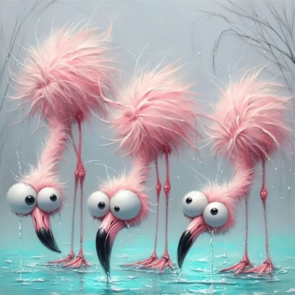 2d flat painting 3 Pack Flamingo Diamond Painting Kit with Round Diamonds and Tools Cute Cartoon Animal Design Sparkling Wall Decor for Living Room Bedroom Home Decoration Craft Gift for Adults Kids Beginners