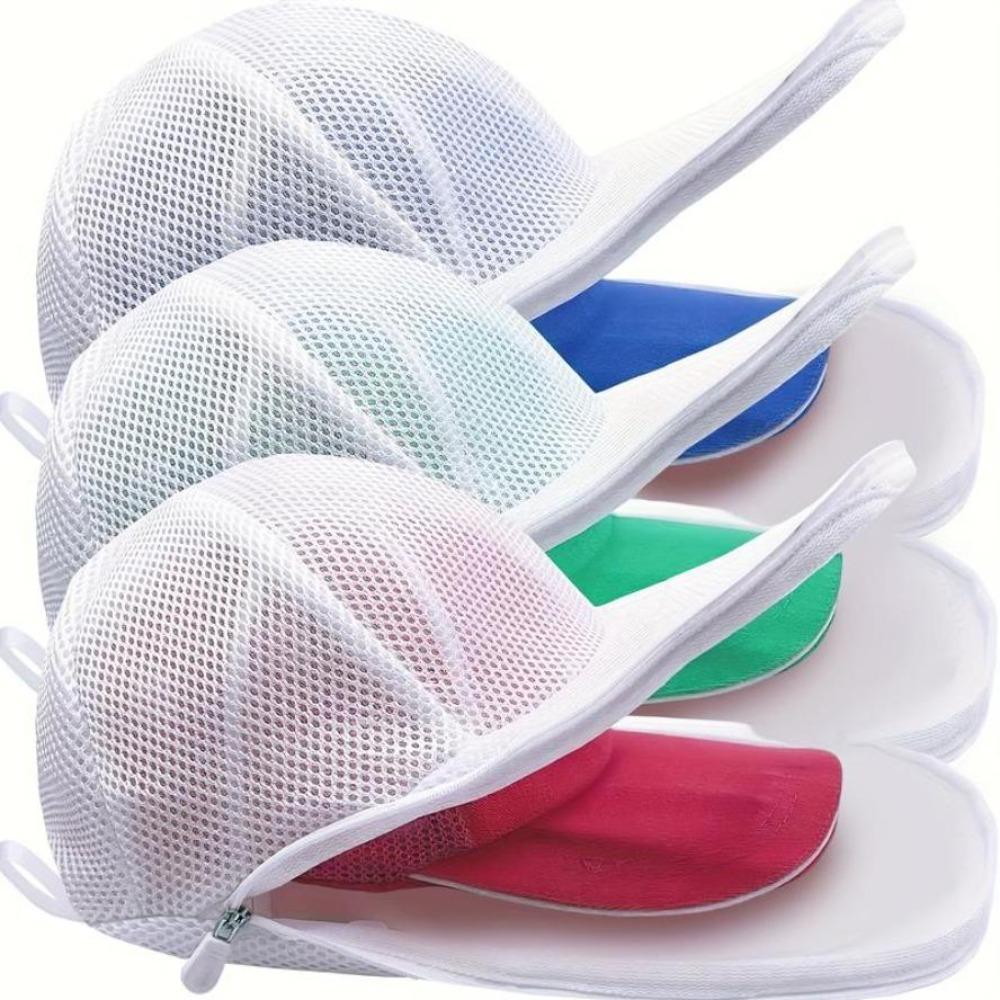 Zippered Mesh Hat Washing Cage, Baseball Cap Laundry Bag, Shape Preserving Reusable Washer Protector for Hats