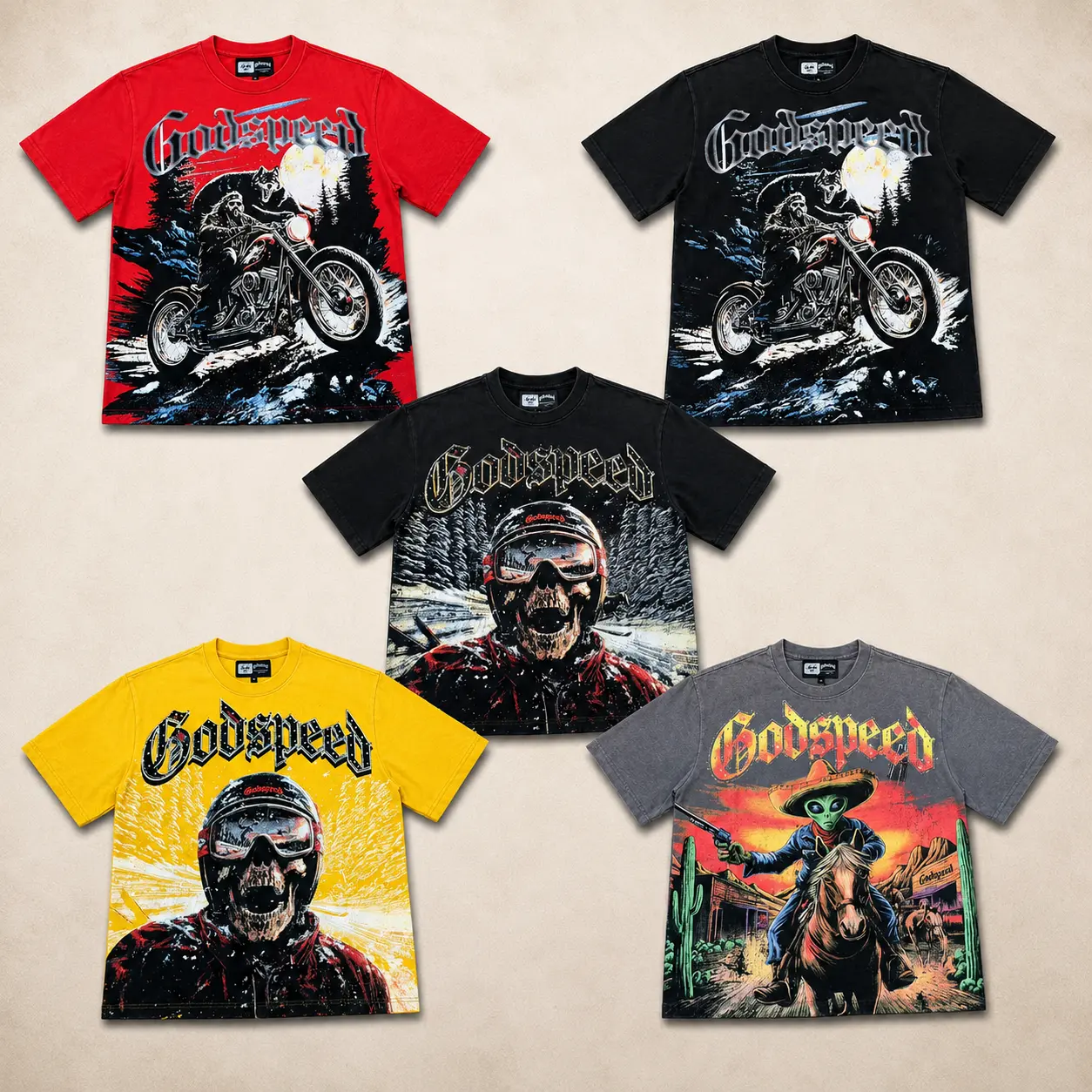 Men's Soft Cotton Fabric Oversized Vintage Skull Print American Rock T-Shirt - Menswear Streetwear Graphic Tee with Sleeves, Gothic Biker Hip Hop Casual Summer Sports Top