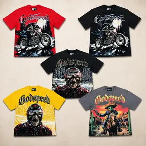 Men's American Rock T-Shirt, Streetwear Graphic Tee, Oversized Vintage Skull Print, HD Digital Artwork, Casual Summer Hip Hop Tee, Gothic Biker Style, Mens Street Fashion