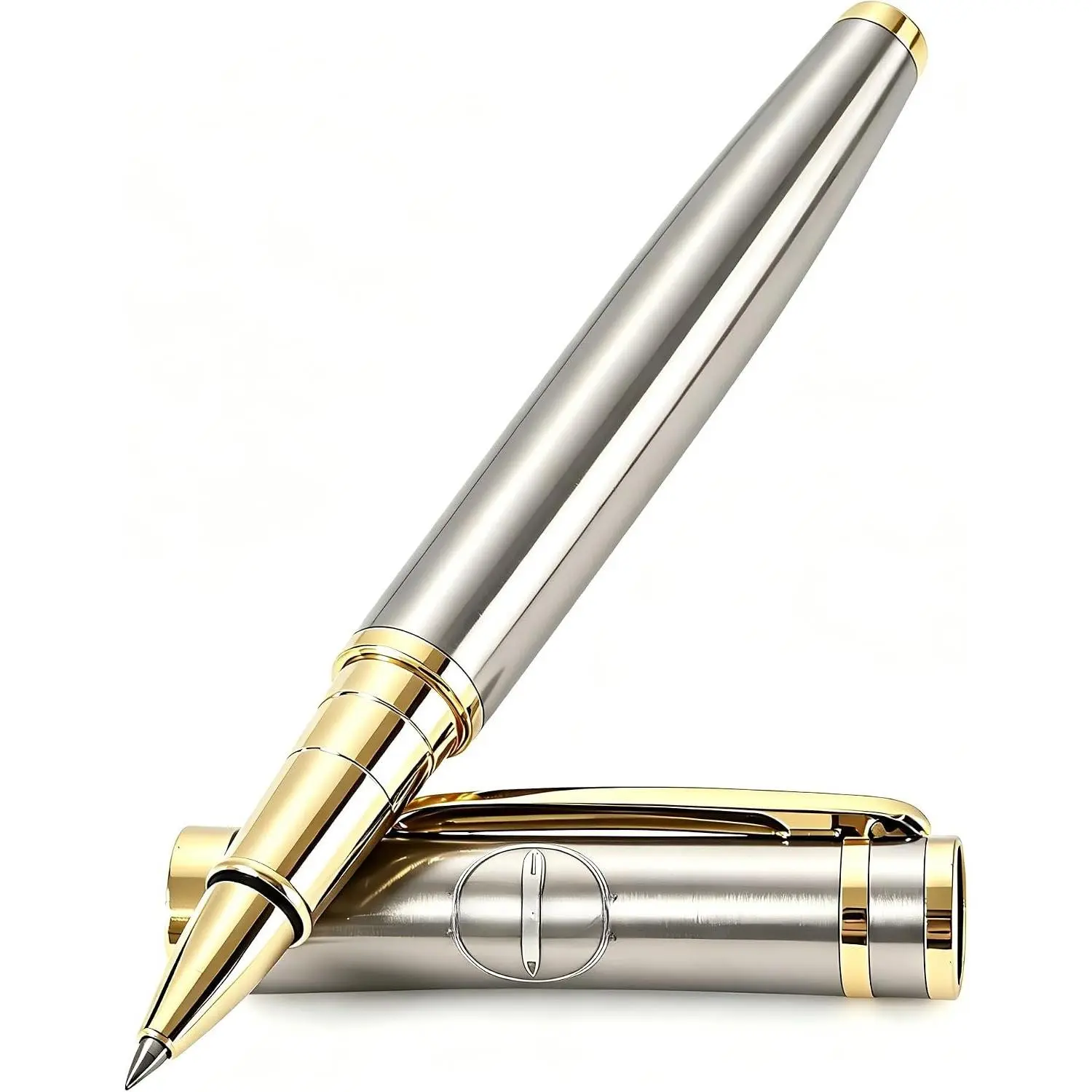 Metal Rollerball Pen with  Trim - 0.5mm Smooth Writing Business Signature Pen with Refill, Luxury Executive Writing Instruments in Elegant  Box for Men & Women