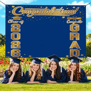 SummerWins SummerVibes 10.7in x 11.1 in Graduation Decorations 2026 – Class of 2026 Congrats Grad Backdrop, Blue & Black Graduation Banner, Large Photo Booth Background, Graduation Party Supplies Must-Have, Graduation Gift IdeaDealsForYouDays