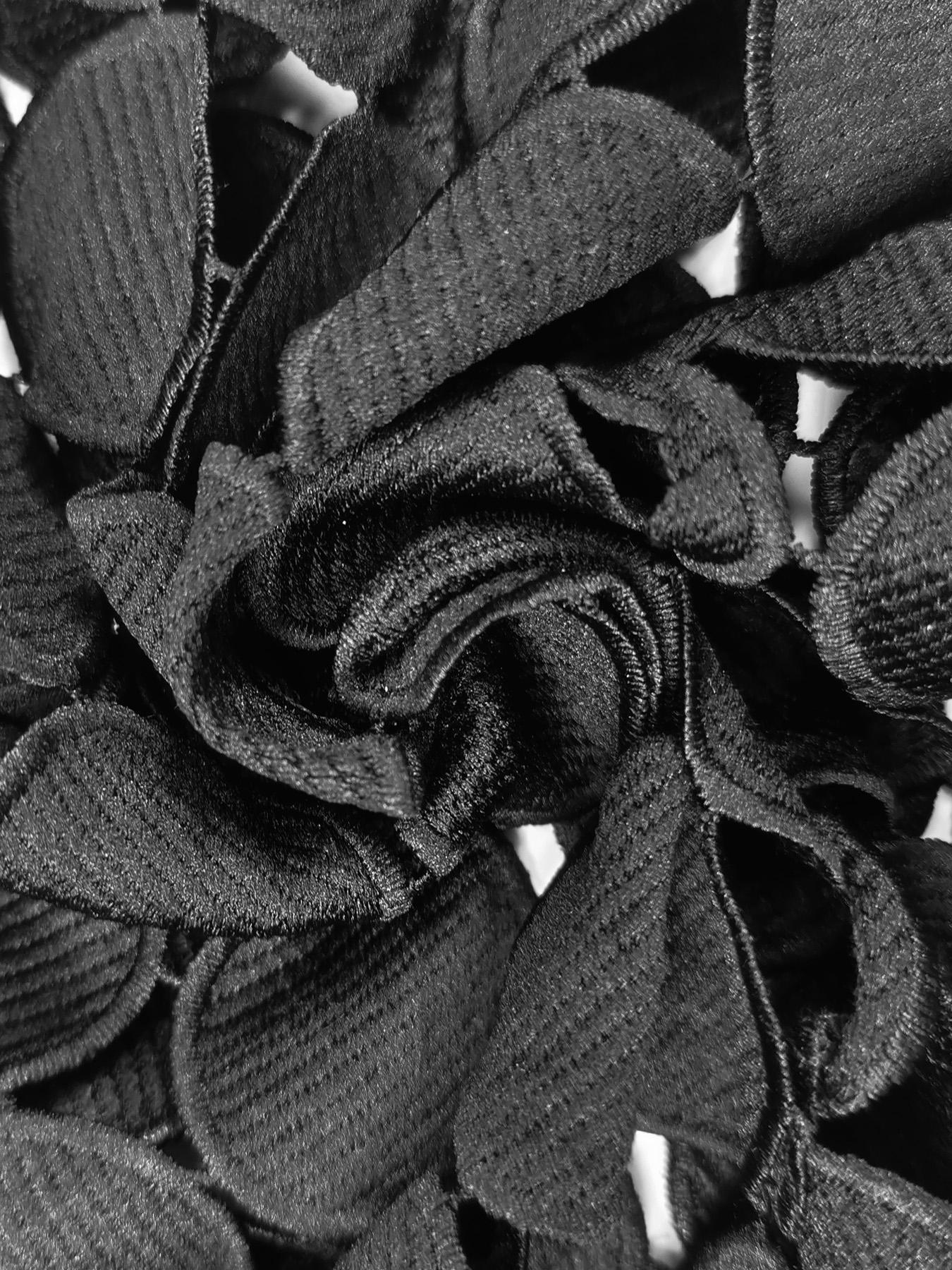 Women's Plain Black Hollow Out Wide Leg Pants, Casual Comfy High Waist Trousers for Daily Wear, Ladies Bottoms for All Seasons