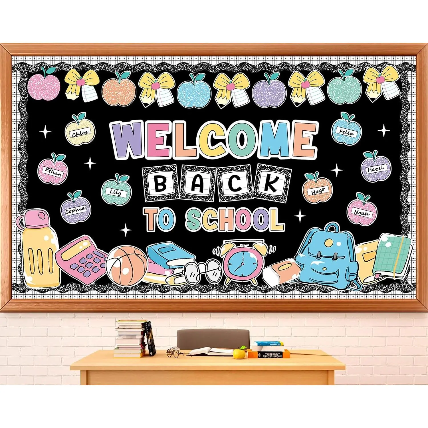 Pastel Welcome  to School Bulletin Board Set Composition Notebook Classroom Decor  of School Bulletin Board Pastel Writable  Name Tag for Teacher Classroom Chalkboard Wall Door Decor