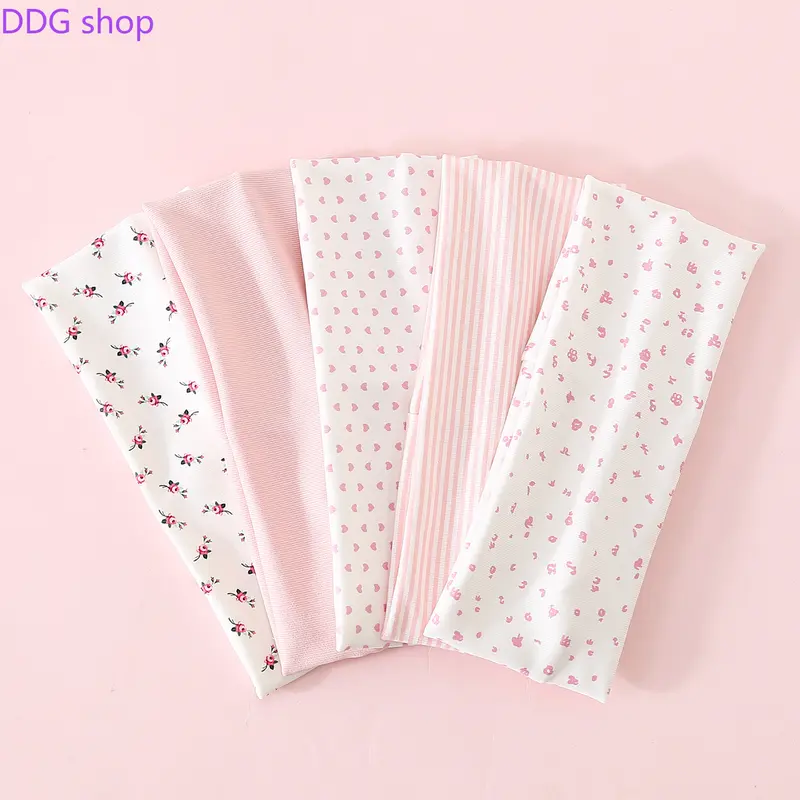 Women's 5pcs Elastic No-Lace Fashion Headbands - Sweat Wicking, Non-Slip, Yoga-Ready Grip, One Size Sports Hair Accessories for Yoga, Running