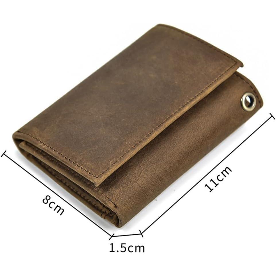 SUNDAY MIRTH Mens Wallets with Chains,  Trifold Wallet RFID Blocking Anti- Chain for Biker,  (Brown)
