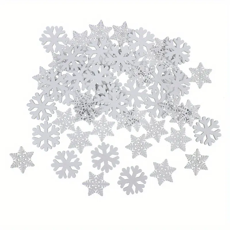 100pcs Wooden snowflake decoration, Christmas decoration, wooden decoration, wooden festive decoration, holiday gift